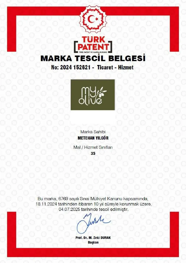 MyOlive Marka Tescil Belgesi
