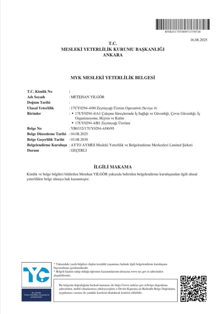 MyOlive Marka Tescil Belgesi